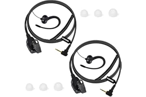 HYSHIKRA Oreillette de sécurité Radio Compatible avec Le Talkie walkie Motorola TLKR-T60 T80 T82 T-92 H2O T80 Extreme T82 Extreme, légère, en Forme de G avec Micro (Noir, 2 Pack)