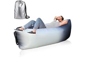 Dwafill Aufblasbares Camping Sofa Strand, 230 * 70CM Luftsofa Outdoor, Luftsack, Airlounge, Luft Sitzsack, Outdoor Liege Couch, für Picknicks, Gärten, Musikfestivals (Gittertuch, Schwarz+Weiß)