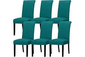 Lellen Dining Chair Covers Set of 6, Stretch Chair Covers Dining Chair Slipcovers Removable Washable Reusable Home & Kitchen Decor Protector Dining Room Chair Covers,Teal