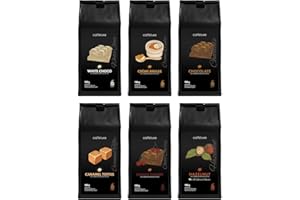 Cafféluxe Arabica Medium Roast Coffee Beans Café moulu aromatisé - Taster Pack (6 x100g) - Chocolat, chocolat blanc, caramel, cerise, noisette, crème brûlée (100g par sachet)