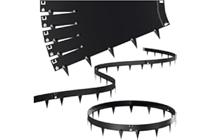 Fiqops Lawn Edging, 5-pack 100x15cm Hammer-in Edging Border, Flexible Decorative Steel Edging Garden Border Edging, Easy Installation for Yard, Garden,Black (5M Length Total, High 15cm)