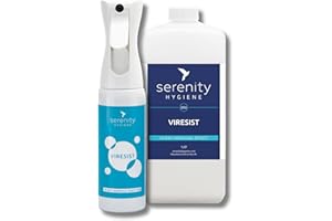 SERENITY HYGIENE Viresist Antibacterial Surface Sanitiser - Advanced 10 Day Residual Protection for Hard Surfaces - Flairspray + 1 litre Refill