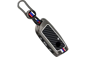 Yumzeco Zinklegierung Autoschlüssel Hülle Kompatibel mit X1 2023, Schlüsselhülle Case per 2/3/5/7er X1 X4 X5 X6 X7 i7 iX i4 2023-2025, U11 Schlüsselhülle mit Schlüsselanhänger-Grau Kohlefasermuster