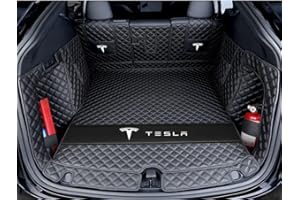 SERTUV Voiture Cuir Tapis De Coffre, pour Tesla Model Y 2021 2022 2023 Car Entièrement Entouré Personnalisation Trunk Mat Protecteur Accessoires,Blackstyle-1Set