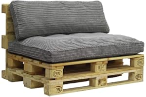 ADEKOR_HOME Palettenkissen Palettensofa Cord Set Outdoor Sitzkissen Palettenauflage (Grau, Set 1+1)