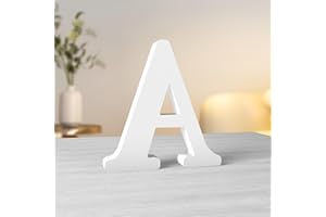 Aruatu 6 Inch White Wood Letters Unfinished Wood Letter for Wall Decor Decorative Standing Letters Slices Sign Board Decoration for Craft Home Party Projects (A)