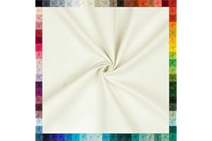 VmG-Store Baumwollstoff Uni 100% Baumwolle Oeko-Tex Meterware ab 50cm über 70 Farben zur Auswahl (05 Ecru, 200 x 148cm)
