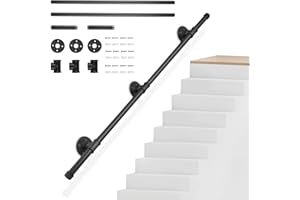 Corrimano per Scale, Sunowl 1,2M Ringhiera per Scale Interne, Passamano per Scale Interne Esterne, Antiscivolo Antiruggine Corrimano di Sicurezza Montati a Parete per Bambini Anziani Disabili