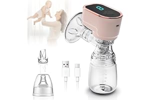 Anluomafuy Elektrische Milchpump Wiederaufladbare Brustpumpe, Milchpumpe mit 3 Modi und 9 Stufen, LCD-Display, USB Wiederaufladbare, BPA-frei, Geräuscharme Breast Pump für zu Hause, Unterwegs