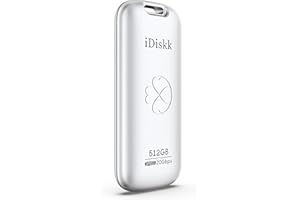 iDiskk Disque SSD Externe 512 Go jusqu'à 2 000 Mo/s, USB 3.2 Gen 2 x 2, SSD Portable Haute Performance avec câble USB-C, Format de Poche 2000 Mo/s (argenté)