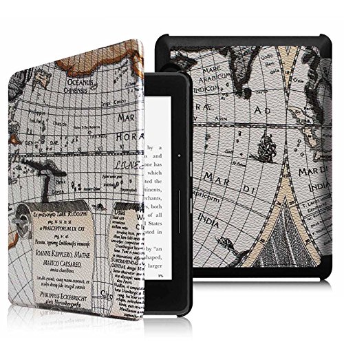 Kindle Voyage Hülle Case - Fintie Ultra Slim Lightweight Schutzhülle Tasche Cover mit Auto Schlaf / Wach Funktion Standfunktion nur geeignet für Kindle Voyage, Landkarte Design