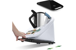 CYEEHXIN für Thermomix TM6 Gleitbrett,Acryl Gleitbrett Zubehör, Schnelles Bewegen Rollbrett für Thermomix Vorwerk Küchenmaschine TM 6 TM5 Zubehör Unterlage Brett (Schwarz)