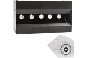 shoot-club24 Silhouettenkasten Knock Over Resetting Target-Kasten Schießspiel Biathlonspiel inklusive 100 ShoXx.® Zielscheiben 14x14cm