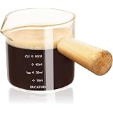 HOTUT Espresso Measuring Cup, Double Spout Glass Measuring Cup with Double Scale, Glass Espresso Accessories, for Bar, Party,