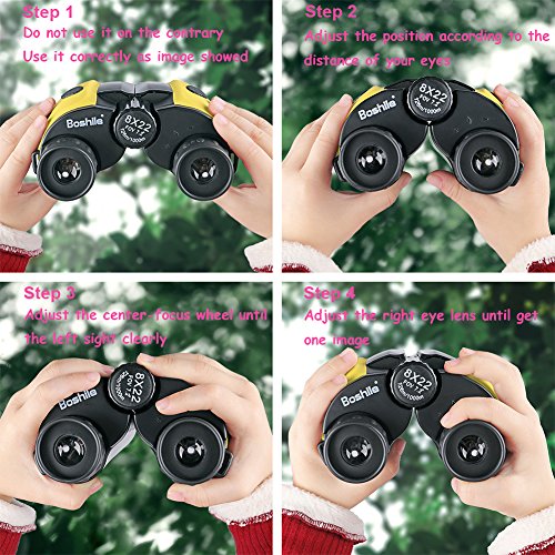 Kids Binoculars Compact Mini Binoculars for Children, Rubber 8x22 Adjustable Lightweight Binoculars Telescope Toy, Children Educational Toys for Bird Watching, Outdoors, Climbing, Mankn Boshile Series
