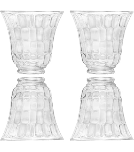 Vetro Coppa Per Lampadari - Ricambio In Vetro Scavo Liscio Puntinato Bianco Ambria, Attacco E14