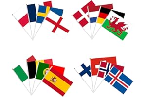 YOFANUP Women's Euro 2025 Flags, Small Flag for Womens Euro, 16 Countries Handheld Stick Flags for Football Events, Clubs, Garden, Street Party Decorations (1 Pack)