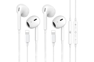 EMWEYKE 2 Packs for iPhone Earbuds Headphones Wired [Plug and Play, No Bluetooth] Earphones Noise Reduction Built-in Mic & Volume Control Headsets Compatible with iPhone 14/13/12/11/XR~7/SE/Pro/Pro Max, White