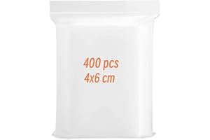 K KAREZOG Sealable Plastic Bags,400 PCS 4x6cm Grip Seal Bag,Small Clear Sealable Ziplock Baggies Sample Bag, Resealable Plastic Bags for Jewellery Candies Spice Nuts (4 x 6cm -400pcs)