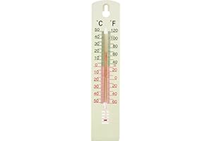 PARENCE - Thermomètre mural en plastique pour usage intérieur ou extérieur - Blanc, -50 à +50 °C - Celsius + Farhenheit/Taille: 20 cm