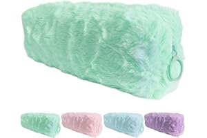 BELUIN Estuche Escolar para Niña, Mujer O Adolescente - Estuches Escolares para Guardar Material De Papelería O Maquillaje De Peluche En Color Pastel - Neceser Pequeño para Chica Un Compartimento (Verde)