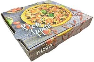 NoblesBox Pizza Box mit Deckel | Pizzakarton 28x28x4 cm | Stabile Pizzabox aus Karton | Pizza Kartons für Lieferservice & Pizzeria | Pizza Boxes in Grau | 50 Stück Großpackung