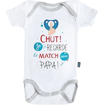 Body Bébé "Chut Je Geek Avec Papa" – Manches Courtes 100% Coton – Cadeau Geek Futur Papa