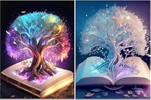 ODIWEN 2 Pezzi Pittura diamante 5d fai da te, Punto Croce Pittura Diamante Kit, Pittura Diamante Kit Strass, Diamond Painting Kit Completo, Pittura Diamante Pieno, Kit per Diamond Painting 5D