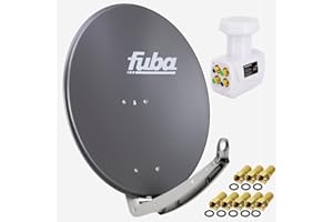 Fuba DAA 780 A 74x84cm Sat Schüssel Alu Anthrazit + PremiumX LNB Quad 0,1dB PXQS-SE Weiß Quattro Switch Direktanschluss von 4 Teilnehmern Digital HDTV Full HD 3D tauglich + 8x F-Stecker
