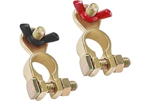 YoniYa 1 Paar Batterieklemmen 12V/24V Batterie Polklemmen mit M8 Bolzen Autobatterie Steckverbinder Pole Klemme Messing Batteriepolklemmen Batterie Klemmen für Auto Boot Schiff Wohnmobil Caravan