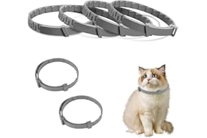 RUMGUG 4 x Collare Calmante per Gatti, Feromoni per Gatti Ansia Collare con Feromoni Naturali Allevia Ansia e Stress nei Gattini Durata 30 Giorni Regolabile Impermeabile per Gatti di Tutte le Taglie (Grigio)