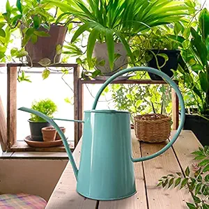 Mahogany Life Watering Can for Gardening (1.8 litres) - Stylish Metal Watering Pot for Indoor or Outdoor House Plants, Kitchen Garden, Terrace Garden, Gardening with Long Spout (Blue)
