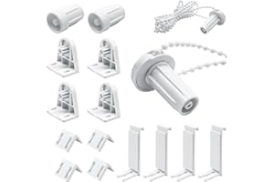 SALADOCY 2 Juegos 17 mm Kit de Reparación Persiana Enrollable con Cadena de Cuentas, Soportes para Persianas Enrollables, para Persianas Enrollables, Persianas Opacas, Blancas