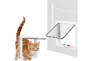 Williyatt Chatière pour Chats, Verrouillage à 4 Voies Chatière 28,5 x 24,5 x 5,5cm pour Chats et Petits Chiens de circonférence <75cm, Facile à Installer et à Utiliser (XL)