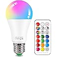 E27 Colour Changing Light Bulb 10W RGBW LED Light Bulbs Mood Lighting with 21key Remote Control,Dual Memory Function,12 Color Choices for Home, Party, Bar, Disco KTV, Stage Effect Lights