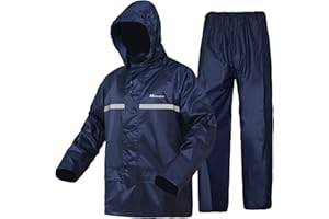 WCBDUT Combinaison de pluie légère et imperméable pour homme et femme, veste + pantalon avec capuche coupe-vent
