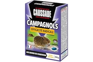 CAUSSADE Anti-Campagnols - Efficacité Radicale - Lieux secs & humides - 20 sachets Pâtes - prêt à l'emploi - Une Ingestion Suffit - Fabriqué en France - 200g CARPT200