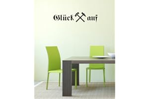 blattwerk-design Wandtattoo, GLÜCK AUF! - Glückauf - Bergmannsgruß - Bergbau (600 mm x 140 mm, M070 Schwarz)