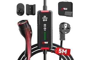 MCEVKELN EV Caricatore Tipo 2 3.6 KW, Max 16A 250V Cavo Ricarica Auto Elettrica Tipo 2 Schuko con Scatola Commutabile 6-16A, 5M EV Charger Portatile IEC 62196-2 Stazione Caricabatterie EV