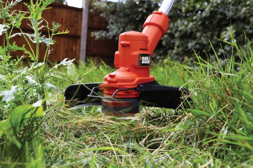 Black+Decker 18V 1.5Ah Akku-Rasentrimmer 25cm Schnittbreite, Führungsschiene, E-Drive Antrieb, Ladegerät, Zweithandgriff, STC1815, schwarz orange - 3