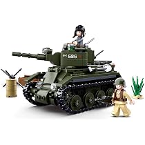 Sluban 689 WWII T-3485 Medium Tank 2-in-1 Building Brick Kit (687 pcs
