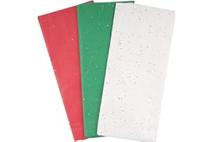 BHGT 30 Pz Carta Velina Natalizia Paillettes per Confezioni Carta da Regalo Imballaggio Bouquet Fiori Tessuti Lavori Artigianali Fai da Te Battesimo Cresima Festa Compleanno Scrapbooking Diario