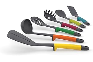 Joseph Joseph Elevate - Lot de 6 Ustensiles de cuisine en Nylon, Antiadhésif et Résistant à la chaleur jusqu'à 200 ℃, Multicolore