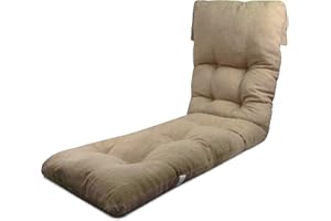 TIENDA EURASIA - Cojin Tumbona Exterior | 50% Algodón y 50% Poliéster | 180x50x12 cm | Material de la Funda Tela de Loneta | con Capucha de Fácil Sujeción | Cojín Acolchado (Beige)