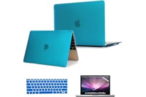 Se7enline Compatible with 2015/2016/2017/2018 Macbook 12 inch Case Plastic Hard Case Cover for Macbook 12-inch Retina Display Model A1534/A1931, Keyboard Protector, Screen Protector, Aqua Blue