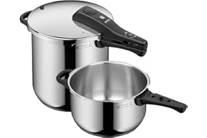 WMF Perfect - Set autocuiseur rapide Ø 22 cm de diamètre 8 litres et demi + corps 4 litres et demi, avec protection contre les flammes, acier inoxydable Cromargan adapté à l'induction