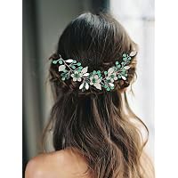 Haarreif Mit Grünen Kristallperlen & Strass – Silberfarben Für Hochzeit & Party | Handgefertigt & Elastisch