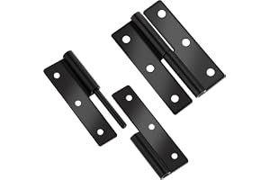 Molain 2-pack rundade matt svarta dörrgångjärn, 6 cm rostfritt stål avtagbara små lyftgångjärn, rostfri, inga gnisslar, kraft