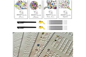 GROOVE Calligraphy Cahiers Réutilisables.Alphabet,Cursive,Numéros,Dessins.4 Manuels A4 avec Rainures Premium+2 Stylos Magiques+10 Recharges+2 Correcteurs de Posture des Doigts