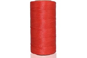 Bealuffe Bobine di Filo Cerato 260 Metri, Filo Piatto da 1 mm per Cucire in Pelle Filo di Poliestere 150D (Rosso)